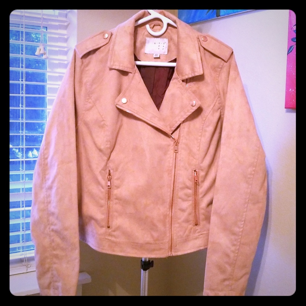 Beautiful Rose Gold Suede Moto Jacket